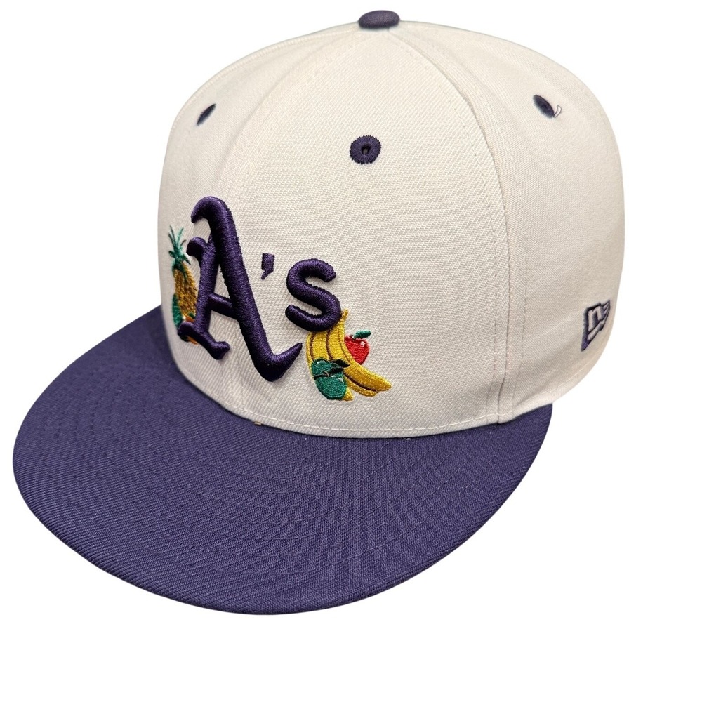 Oakland A's Hat New Era 9FIFTY Snapback Men's White Purple Fruit Logo
